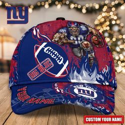 custom name nfl new york giants caps, nfl new york giants adjustable hat mascot & flame caps for fans l118