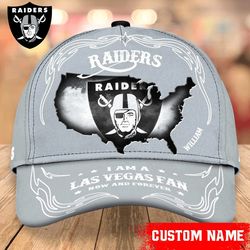 custom name nfl las vegas raiders i am a las vegas fan caps, nfl las vegas raiders caps for fan