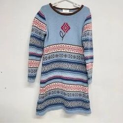 hanna andersson blue & brown knit sweater dress 120