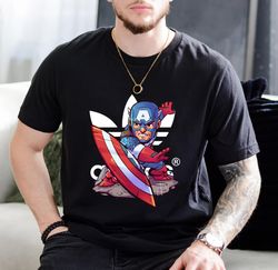 adidas chibi captain america fan gift t-shirt