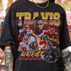 vintage 90s graphic style travis kelce t-shirt, travis kelce vintage oversized tee, american football gift for women and