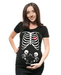 unique halloween twins baby skeleton maternity shirt
