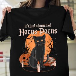 horror full moon and black cat its just a bunch of hocus pocus shirt