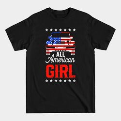 all american girl jeep american flag jeep kid gift for girl kid jeep - all american girl jeep american flag - t-shirt