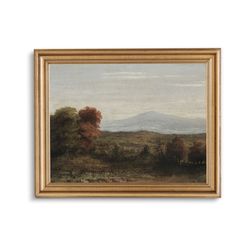 moody landscape art print, vintage landscape painting, landscape wall art