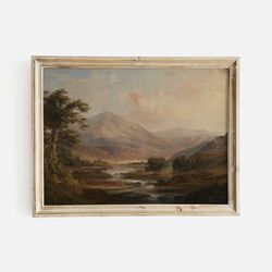 vintage scottish landscape print, antique european landscape print, scottish mountain scene