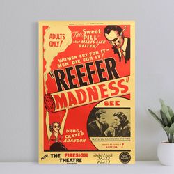 reefer madness movie poster, wall art film print, art poster for gift, halloween decor poster, halloween gift for men po