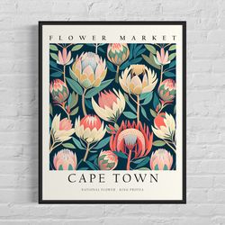 cape town south africa flower market art print, cape town flower poster wall art