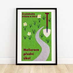 gardening - matchbox print - czech wall art - vintage czech art - matchbox wall poster - vintage poster print