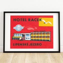 hotel racek - matchbox print - aesthetic wall art - vintage art - matchbox wall poster - vintage poster print