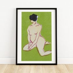 kneeling woman - matchbox print - aesthetic wall art - vintage art - matchbox wall poster - vintage poster print