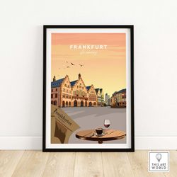 Frankfurt Poster Art Print Travel Poster  Home Gift Birthday present Wedding anniversary Wall Dcor  Personalized Illustr