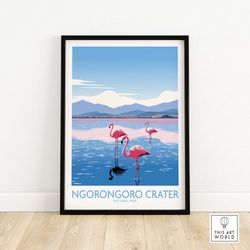 Ngorongoro Print Tanzania Art Print Travel Poster  Home Gift Birthday present Wedding anniversary Wall Dcor  Personalize