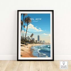 Tel Aviv Wall Art Art Print Travel Poster  Home Gift Birthday present Wedding anniversary Wall Dcor  Personalized Illust