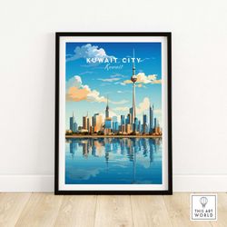 Kuwait City Poster Art Print Travel Poster  Home Gift Birthday present Wedding anniversary Wall Dcor  Personalized Illus