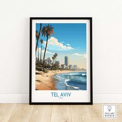 Tel Aviv Art Print Art Print Travel Poster  Home Gift Birthday present Wedding anniversary Wall Dcor  Personalized Illus