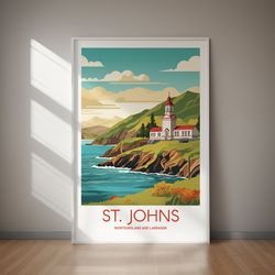 st johns travel poster, newfoundland and labrador, canada, printable, wall art, poster print, travel, hiking, print, tra
