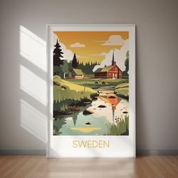 sweden poster, travel art, poster print, digital art, wall art, instant download, home decor, holiday gift, gifts for he