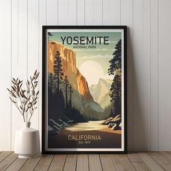 yosemite national park poster, travel art, print, poster print, art, gift, home decor, gift, print, wall art, gift for h