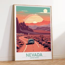 nevada poster, united states, travel art, poster print, digital art, wall art, instant download, home decor, gifts for h