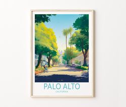 palo alto travel poster, palo alto san francisco travel poster print, california palo alto wall art, birthday traveler w