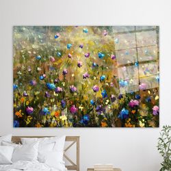 glass custom for art,custom glass printing wall art,glass wall art modern,wildflower field during,nature landscape glass