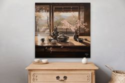japanese tea ceremony canvas wall art  zen living room decor  tea gifts for her  asian kitchen art  japanese wall art pr