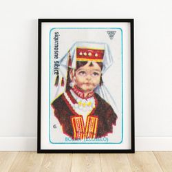 bosnian girl - matchbox print - aesthetic wall art - vintage art - matchbox wall poster - vintage poster print