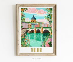 toulouse poster france poster modern wall art maximalist decor toulouse france travel poster french decor europe wall ar