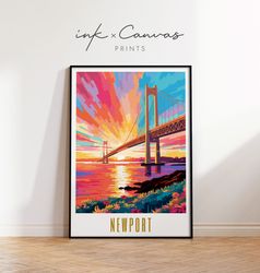 newport rhode island travel poster maximal decor newport ri wall art mid century modern wall art vibrant eclectic wall a