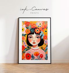 retro woman poster college dorm decor bedroom wall art maximal decor vibrant artwork aesthetic decor eclectic gallery wa