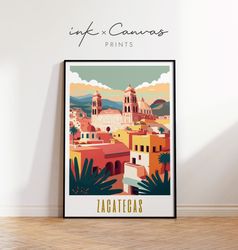 zacatecas travel poster mexican art print maximal decor mexico art mexican decor mid century modern wall art eclectic de