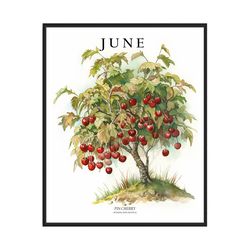 june tree month pin cherry art print, pin cherry wall art poster