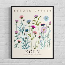 koln germany flower market art print, koln flower poster wall art