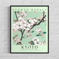 kyoto japan flower market art print, kyoto flower poster wall art