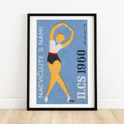 dancer - matchbox print - czech wall art - vintage czech art - matchbox wall poster - vintage poster print