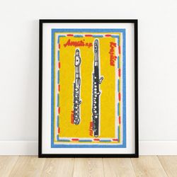 clarinets - matchbox print - aesthetic wall art - vintage art - matchbox wall poster - vintage poster print