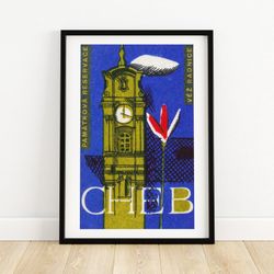 clocktower - matchbox print - aesthetic wall art - vintage art - matchbox wall poster - vintage poster print