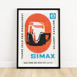 coffee pot - matchbox print - aesthetic wall art - vintage art - matchbox wall poster - vintage poster print