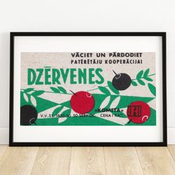 cranberries - matchbox print - aesthetic wall art - vintage art - matchbox wall poster - vintage poster print