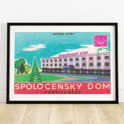 community house - matchbox print - aesthetic wall art - vintage art - matchbox wall poster - vintage poster print