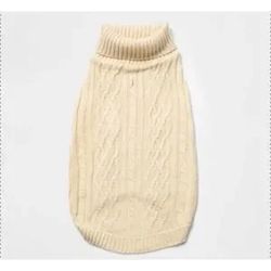 new puppy dog pet sweater lg cream knit boots & barkley outfit up to 80 lb