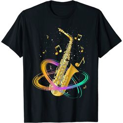 saxophone player musical notes jazz musician saxophonist sax t-shirt
