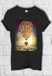 balloon fly elephant t shirt hoodie sweatshirt baseball pullover men women unisex baggy boyfriend shirt 843