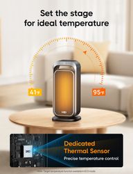 dreo space heaters for inside, 2023 new portable electric heater with remote 1500w ptc ceramic fast safety heater