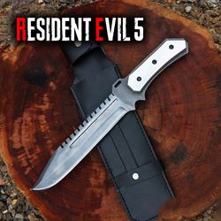 resident evil 5: albert wesker stars version game replica full tang knife with sheath | acid washed d2 steel blade,knife