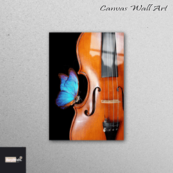 mural art, glass printing, glass art, luxury wall decoration, music room tempered glass, violin and butterfly tempered g