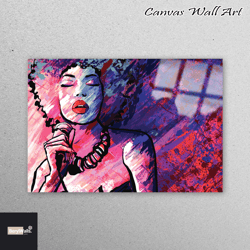 mural art, wall art, glass art, woman singer painting, abstract glass wall, singer glass art, abstract woman wall art,