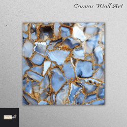 mural art, wall decoration, glass wall decor, blue and gold marble, shimmery glass, modern glass art, luxury marble wall