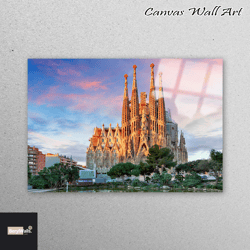 tempered glass, wall art, glass printing, barcelona cityscape wall decoration, landscape glass wall art, city landscape